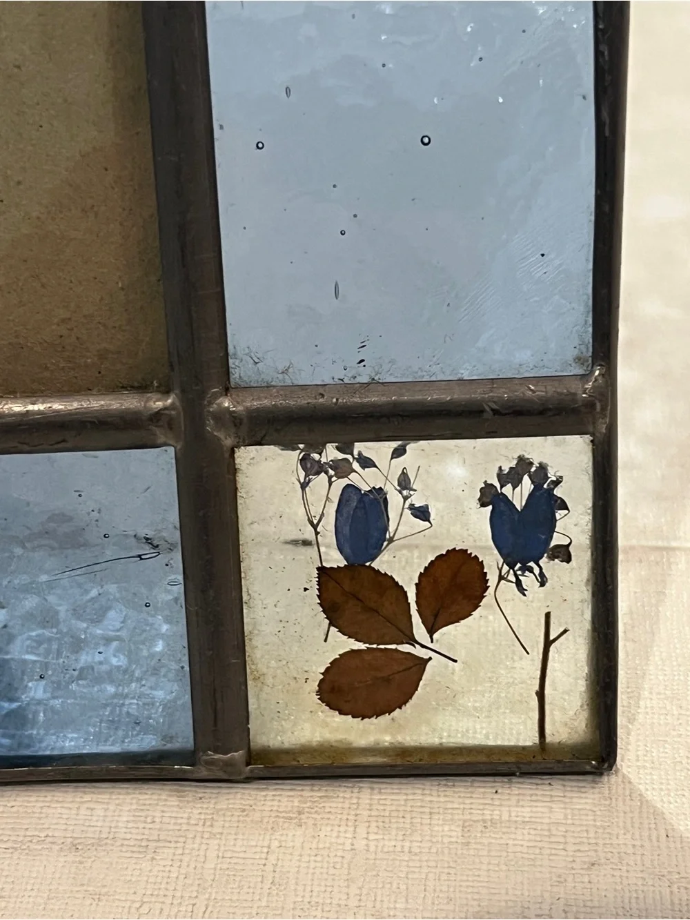 Sold Vintage pressed flower and stained glass style frame. So sweet!